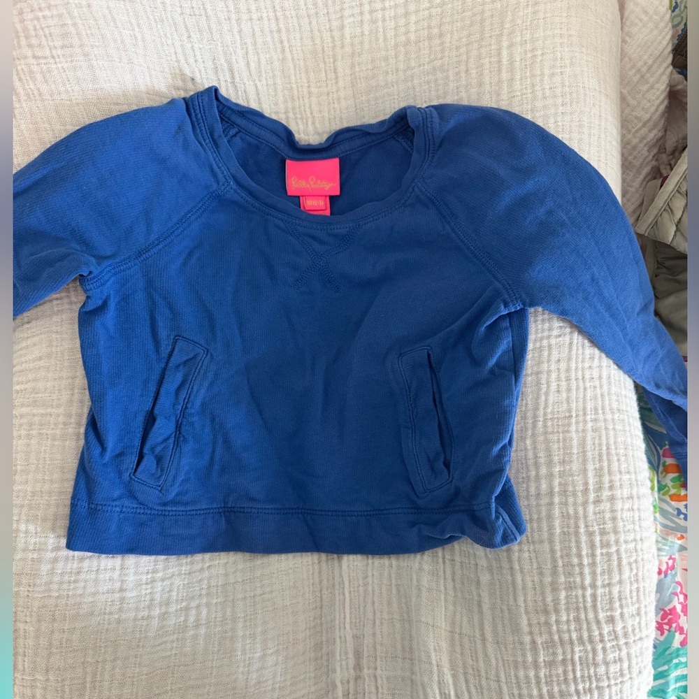 Lilly Pulitzer Blue Crewneck Sweatshirt with Front Pockets
